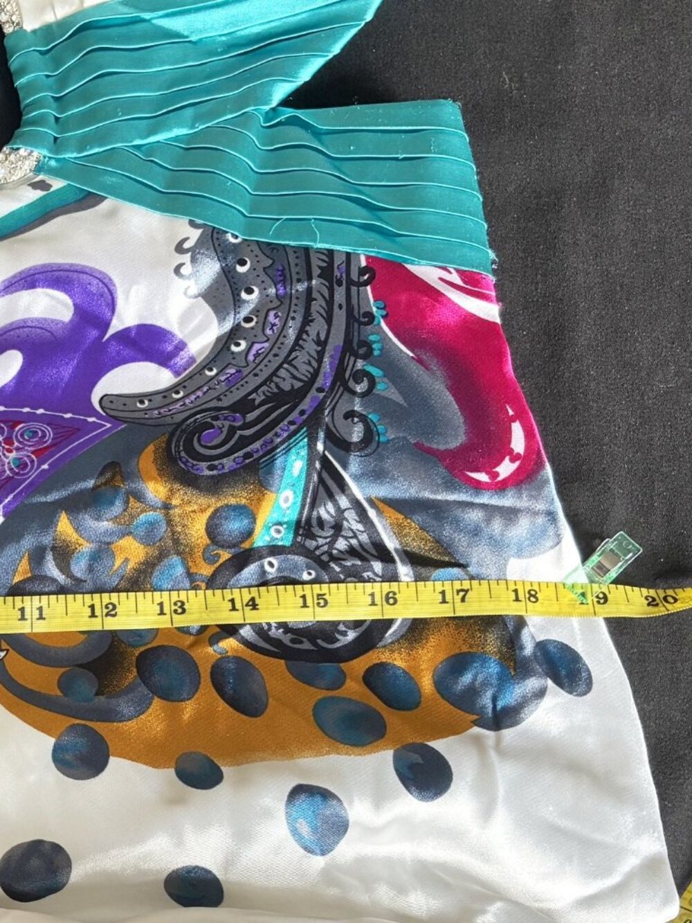 Vintage Cache Mermaid Evening Gown in Teal, White, Purple & Pink, Size 8 - Picture 9 of 16